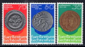 Liechtenstein 621-623 Coins on Stamps MNH VF