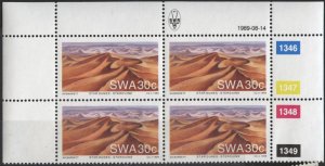 South West Africa 619 (mnh block of 4) 30c Namib Desert: star dunes (1989)