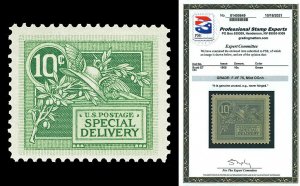 Scott E7 1908 10c Special Delivery Issue Mint Graded F-VF 75 NH with PSE CERT!