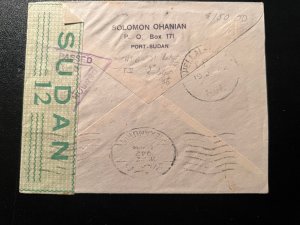 1942 Censored Sudan Cover Port Sudan to Alexandria Egypt Armenian