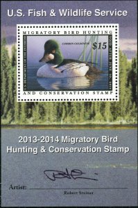 RW80B 2013 MIGRATORY BIRD MINI SHEET.  ARTIST SIGNED DUCK STAMP  NH - SALE!