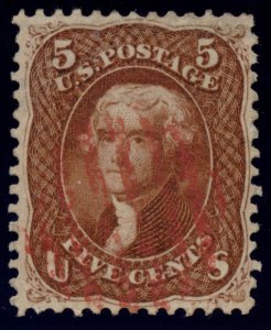 US 75 5c 1862 Thomas Jefferson red brown used red cancel
