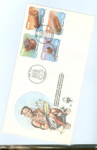 South West Africa 548-551 1985 Musical Instruments (set of four) on an unaddressed, cacheted FDC