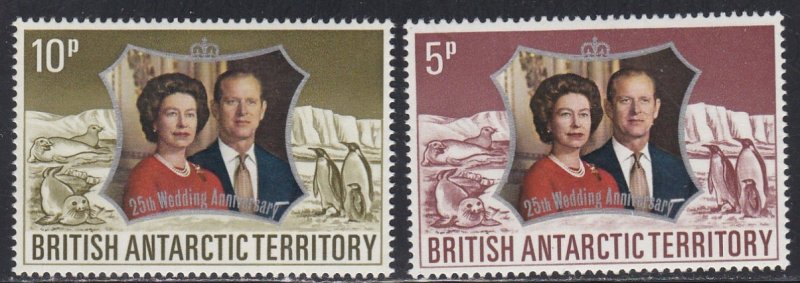 British Antarctic Territory 43-44 Queen Elizabeth's Silver Wedding, NH, 1/2 Cat.