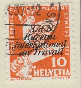 Switzerland Official Int. 1932 Bureau Labor 10c Used Stamp A21P26F5697-