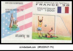 TOGO - 1996 OLYMPIC GAMES & 1998 FOOTBALL FRANCE '98 - MIN/SHT MNH 2nos