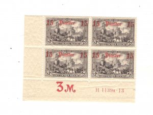 GERMANY, OFFICES IN TURKEY, SCOTT# 53, INSCRIPTION CORNER BLK OF 4, MNH, OG,