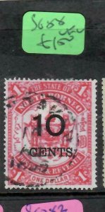 NORTH BORNEO  (P1905B)    ARMS  10C/$1.00   SG 88   SANDAKAN   VFU 