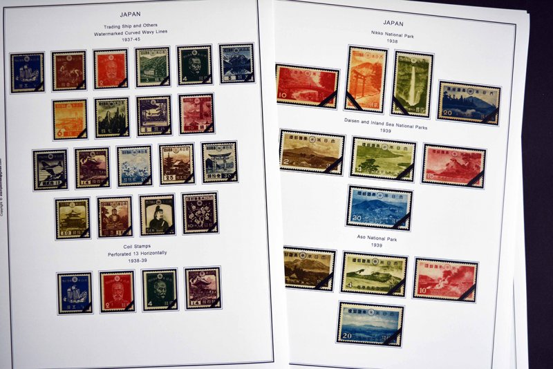 COLOR PRINTED JAPAN [CLASS.] 1871-1940 STAMP ALBUM PAGES (32 