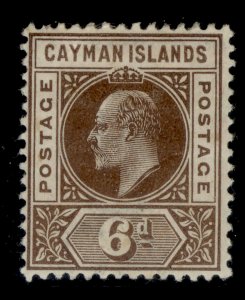 CAYMAN ISLANDS EDVII SG6, 6d brown, M MINT. Cat £35. 