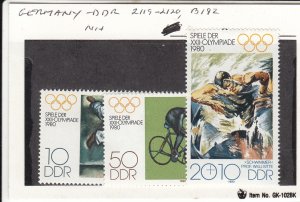 J25966  jlstamps 1980 germany DDR set mnh #b2119-20,b192 olympics, all checked