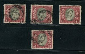 Rhodesia Nyasaland  Scott 154 Hi Value 4 Copies