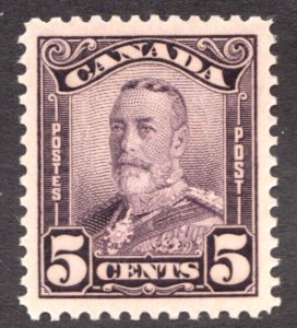 1928 Canada Sc #153 - 5¢ KGV Scroll Issue - MH vf stamp Cv$25