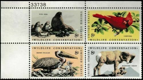 1972 Wildlife Conservation Plate Block Of 4 8c Stamps - MNH, OG - Sc# 1464-1467