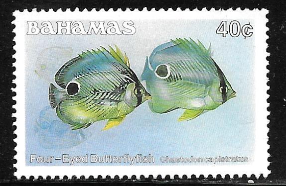 Bahamas 611: 40c Four-eyed Butterflyfish (Chaetodon capistratus), MH, VF