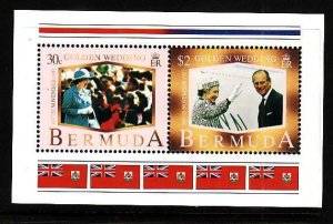 Bermuda-Sc#746a- id9-unused NH sheet-QEII-50th Wedding-1997-