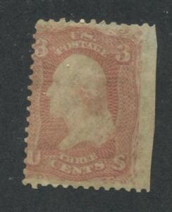 1861 US Stamp #65 3c Average Mint Original Gum Hinged Catalogue Value $125