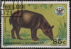 Belize 597 (used cto) 85c Independence: tapir (1971)