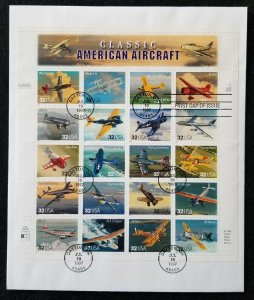 U.S. Used #3142 32c American Aircraft Sheet of 20 Jul 19 1997 First Day Cover