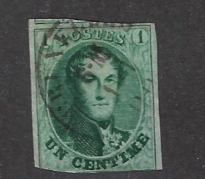 Belgium SC#9 Used Fine clipped corner SCV$125.00...in Demand!