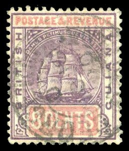 British Guiana 1889 QV 8c dull purple & rose VF used WATERMARK INVERTED. SG 199w