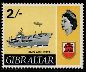 GIBRALTAR QEII SG210, 2s HMS ark royal, NH MINT.