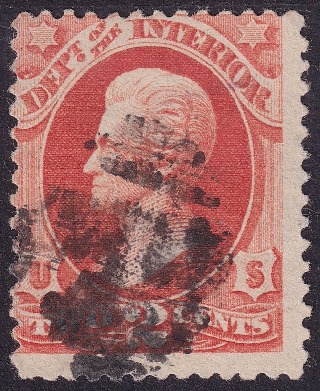 US OFFICIAL O16 2c ver. DEPT. OF THE INTERIOR USED VG UW PF12 THIN HARD PAPER