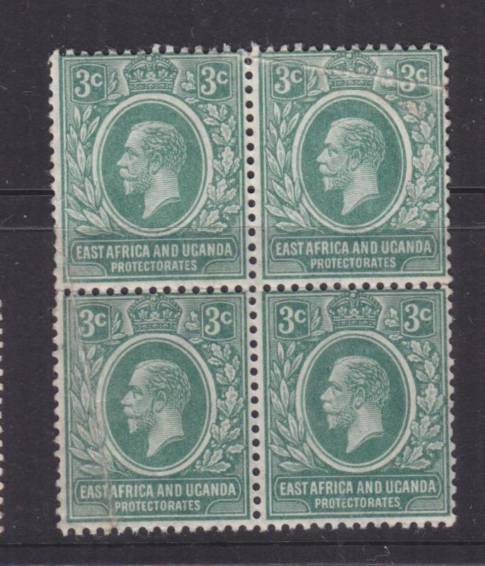 KENYA & UGANDA, 1917 KGV Mult. CA, 3c. Deep Blue Green, block of 4, mnh./lhm.