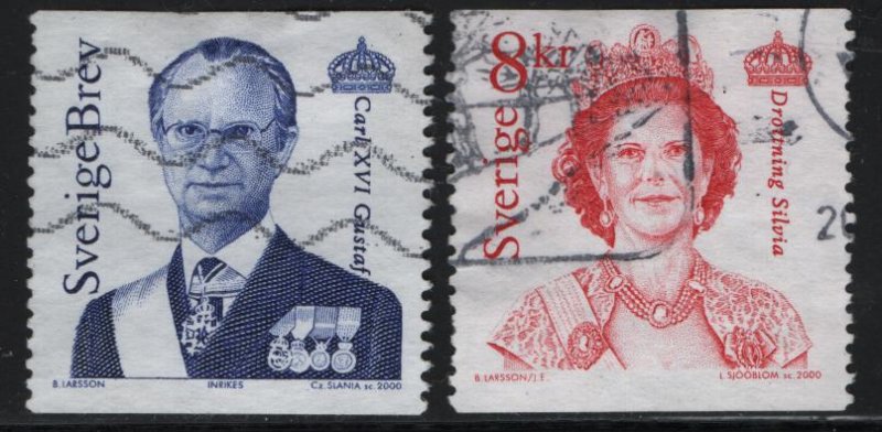 SWEDEN  2397-2398, USED, 2000 King Carl XVI Gustaf