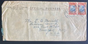 1925 Monrovia Liberia Customs Official Business Cover To New York USA