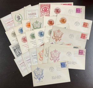 803-830ee Electric Eye Partial Set of 24 Various cachets Prexie Series FDC