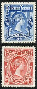 Falkland Is SG41/2 1898 2/6 and 5/- M/Mint