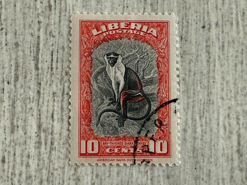 Liberia #288 CTO, 10c, Bay-Thighed Diana Monkey, 2024 SCV.$2.40