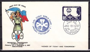 Philippines, 637a. Girl Scouts World Camp, IMPERF issue. First day cover. ^