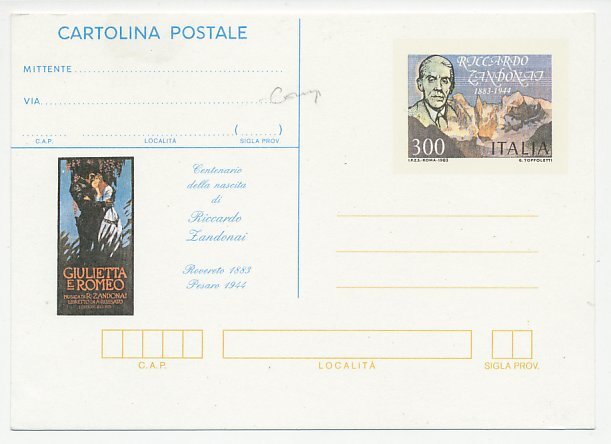 Postal stationery Italy 1983 Riccardo Zandonai - Composer - Romeo and Juliet