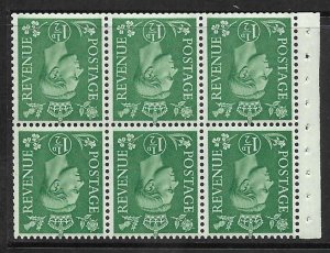 QB26a perf type Ie Bottom -1½d Pale Green Booklet pane UNMOUNTED MINT/MNH 