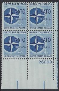 US 1127 NATO Plate Block MNH 