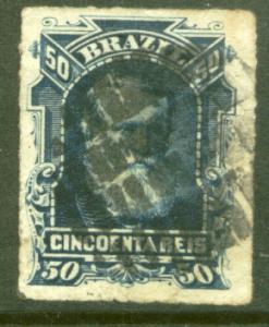 Brazil 70, 50r Emperor Dom Pedro. Imperf. Used. (126)