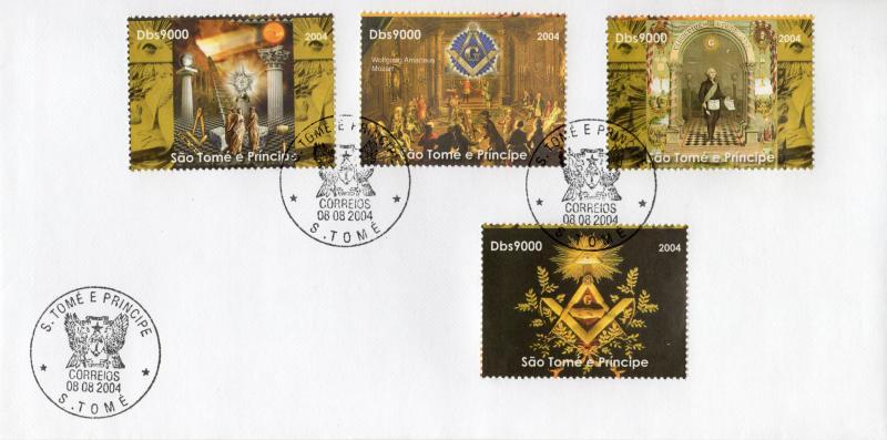 Sao Tome & Principe 2004 Freemasonry Set Perforated in official FDC