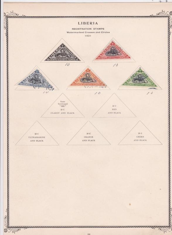 liberia 1918 - 1921  stamps on  album page ref r11868