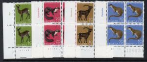 Switzerland Sc B370-3 1967 Animals Pro Juventute stamp set mint NH Blocks of 4