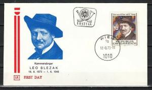 Austria, Scott cat. 947. Operatic Tenor & Cinema Leo Slezak. First day cover.