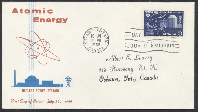 1966 #449 Atomic Energy FDC Personal Cachet Ottawa