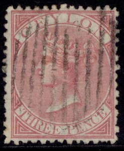 CEYLON QV SG60, 3d rose, USED. Cat £100. PERF 12½