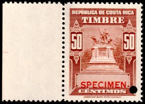 ✔️ COSTA RICA 1935 - REVENUE - ABNC SPECIMEN & PUNCH - MNH **[6.5]