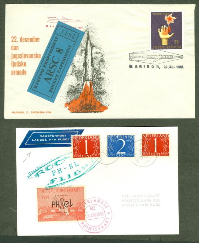 ROCKET MAIL COVERS - Collection of 30 w/labels or signed VF