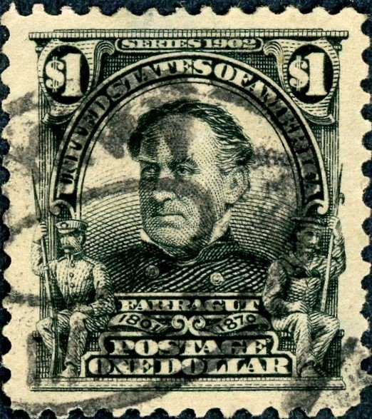 #311 – 1903 $1 Farragut, black.  Used Avg.