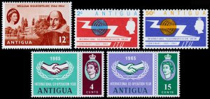 Antigua Scott 151, 153-154, 155-156 (1964-65) Mint H VF C