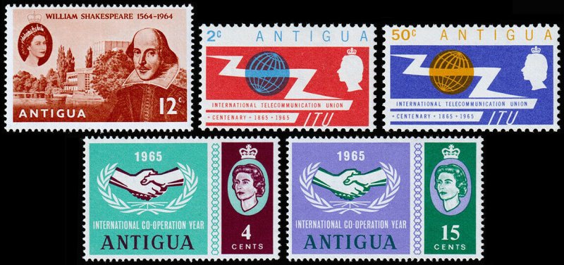 Antigua Scott 151, 153-154, 155-156 (1964-65) Mint H VF C