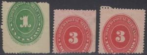 MEXICO 1890-95 NUMERALS Sc 212 & 214 (2x) DRAMATICALLY SHIFTED PERFS MINT/UNUSED 